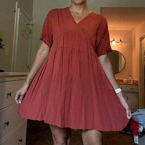 Rust Orange Flowy Dress